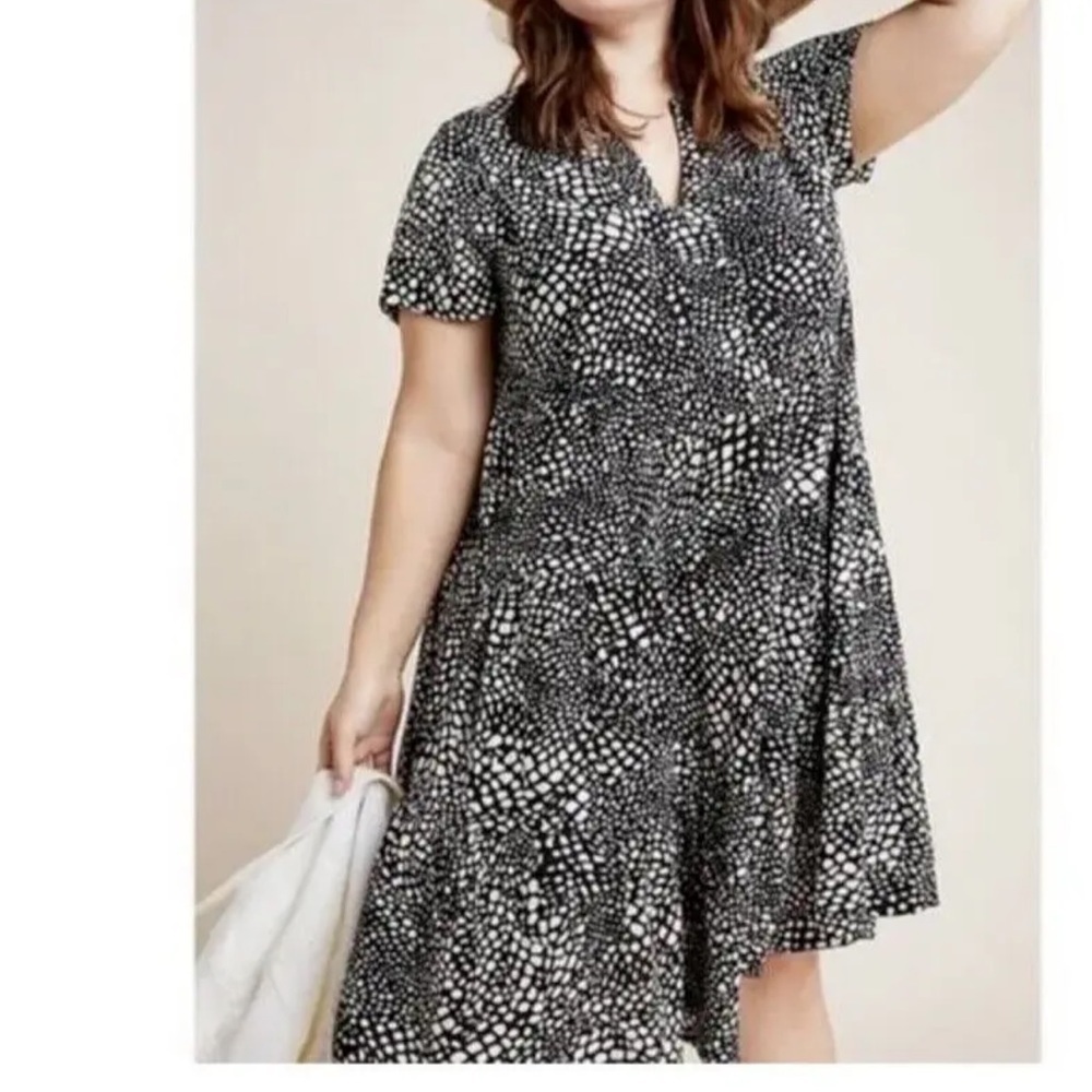 Maeve Sacha Jacquard Tiered Tunic SMALL Short Sleeve Dress Anthropologie